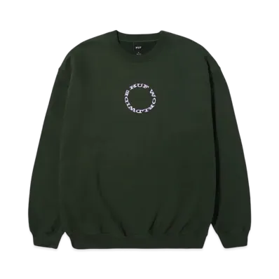 HUF Winter 24 Hard Note Crewneck "Hunter Green"