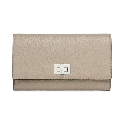 FENDI Three-Fold Wallet Leather Wallet "Beige"