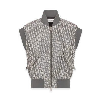 Dior Women's Vest Technical Taffeta Oblique Motif "Gray"