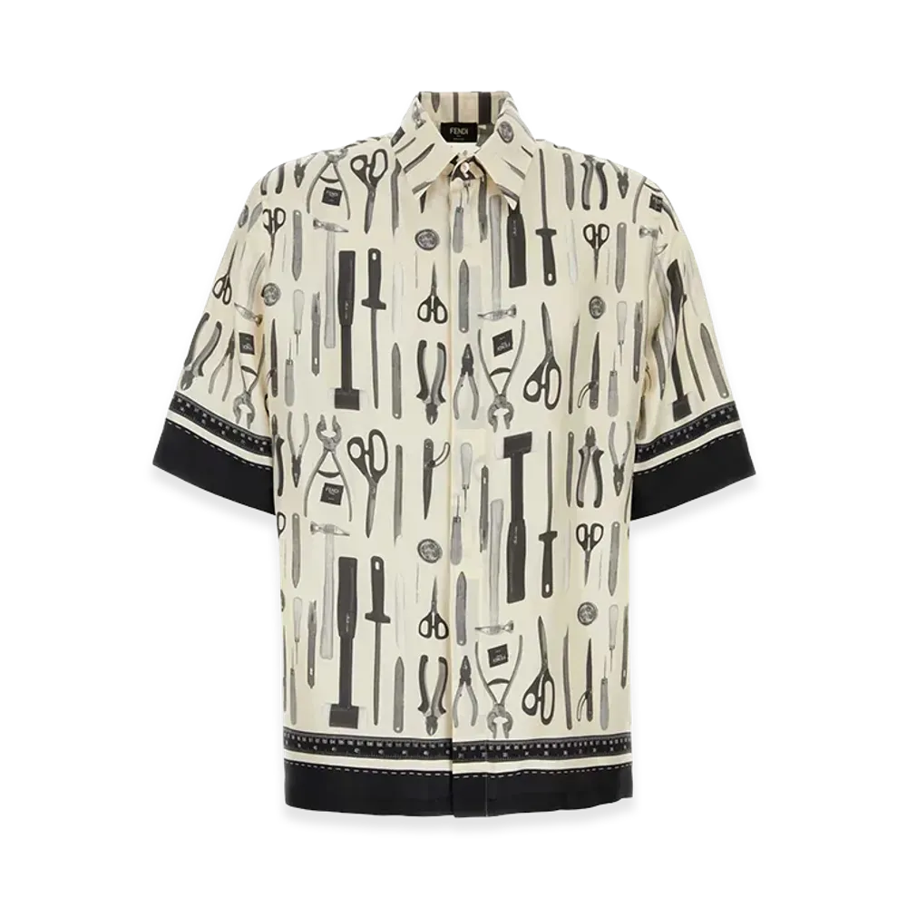 FENDI Silk Short Sleeve Shirt "White"