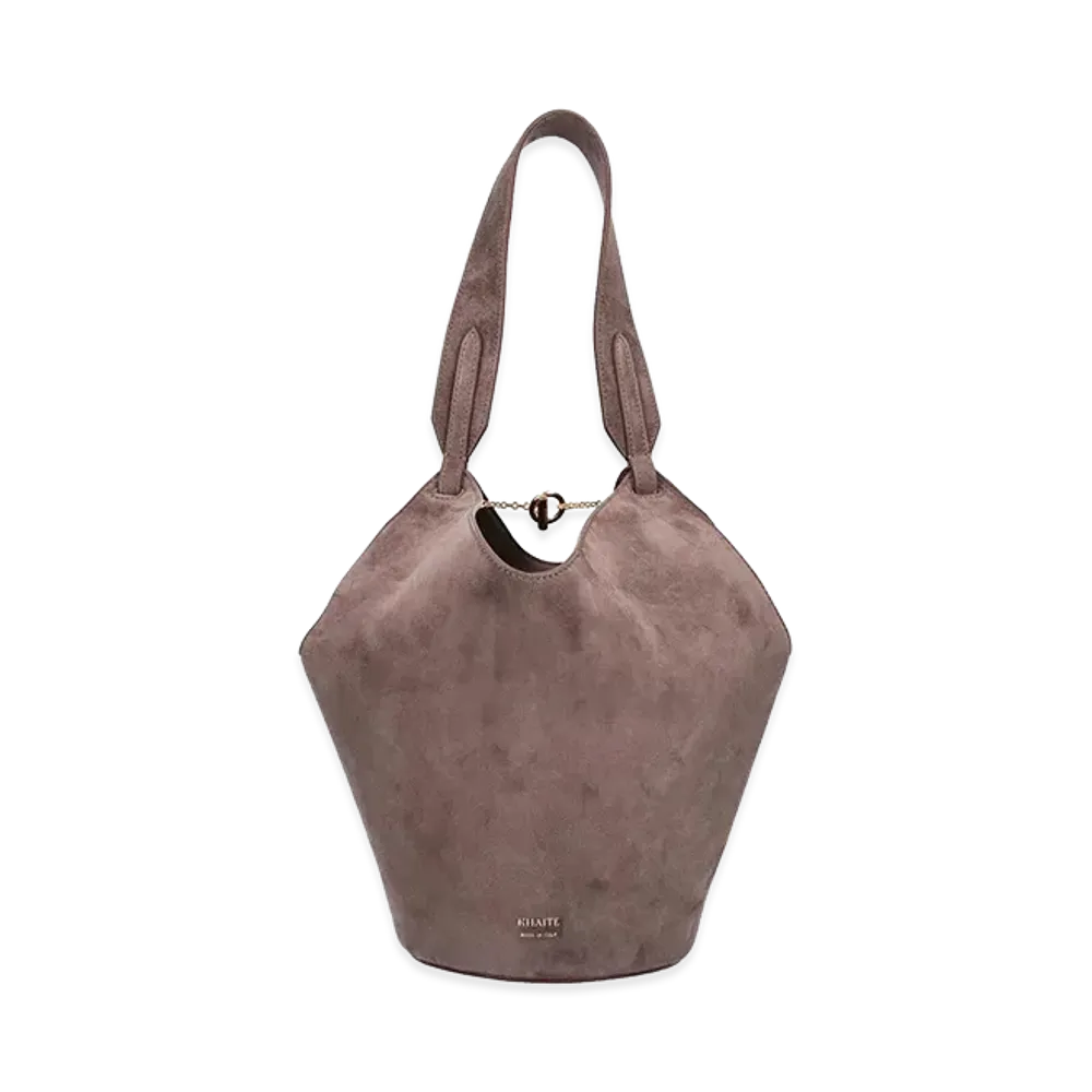 KHAITE Women's Suede Mini Lotus Shoulder Bag "Brown/Mud"