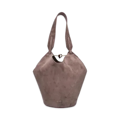 KHAITE Women's Suede Mini Lotus Shoulder Bag "Brown/Mud"