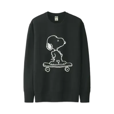 Uniqlo x KAWS x Peanuts Snoopy Skateboarding Sweatshirt "Black"