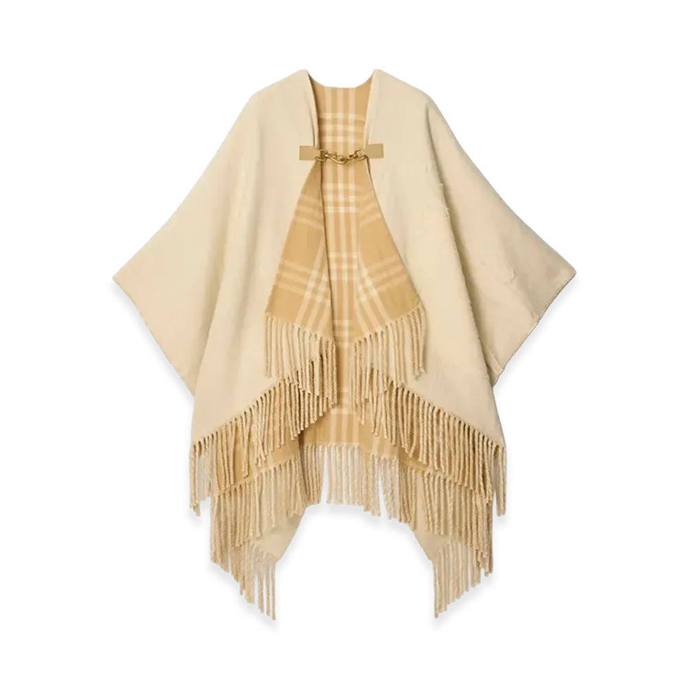 Burberry Women's EKD Fil Coupe Wool Cape "Tundra Beige"