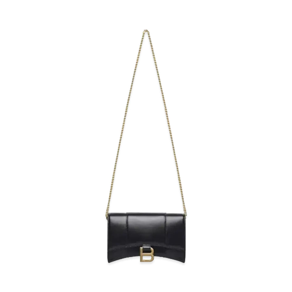 BALENCIAGA Hourglass Chain Mini Wallet "Black"