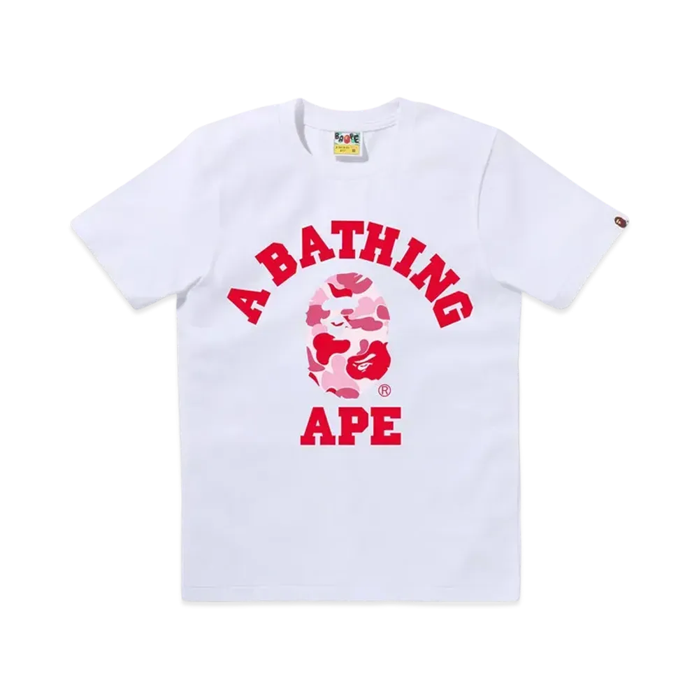 A BATHING APE Abc Camo College Tee "White/Pink"