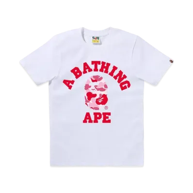 A BATHING APE Abc Camo College Tee "White/Pink"