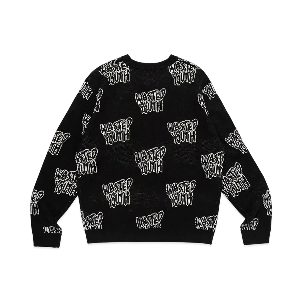 Wasted Youth Knit Sweater "Black"