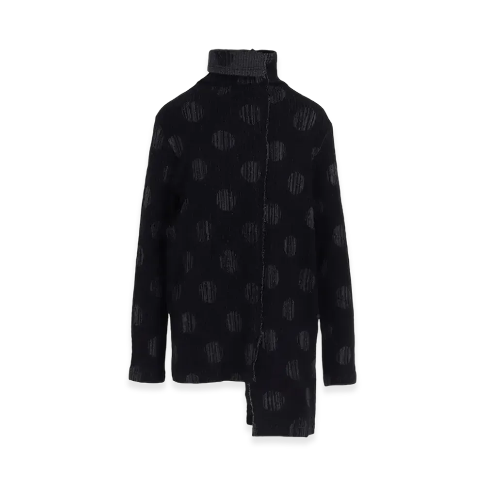 Y's Polka Dot JQ High Neck Asymmetric T "Grey"