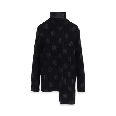 Y's Polka Dot JQ High Neck Asymmetric T "Grey"