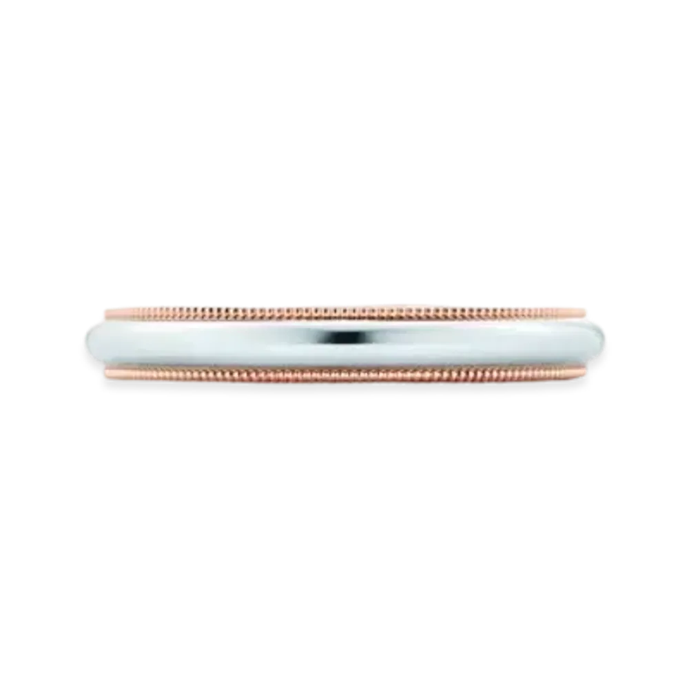 Tiffany & Co. Tiffany Together Milgrain Band Ring 4mm Wide 18K "Platinum/Rose Gold"