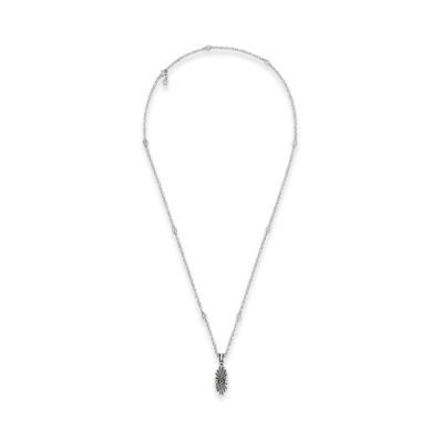 GUCCI Interlocking G Ingraved Flower Necklace "Silver"