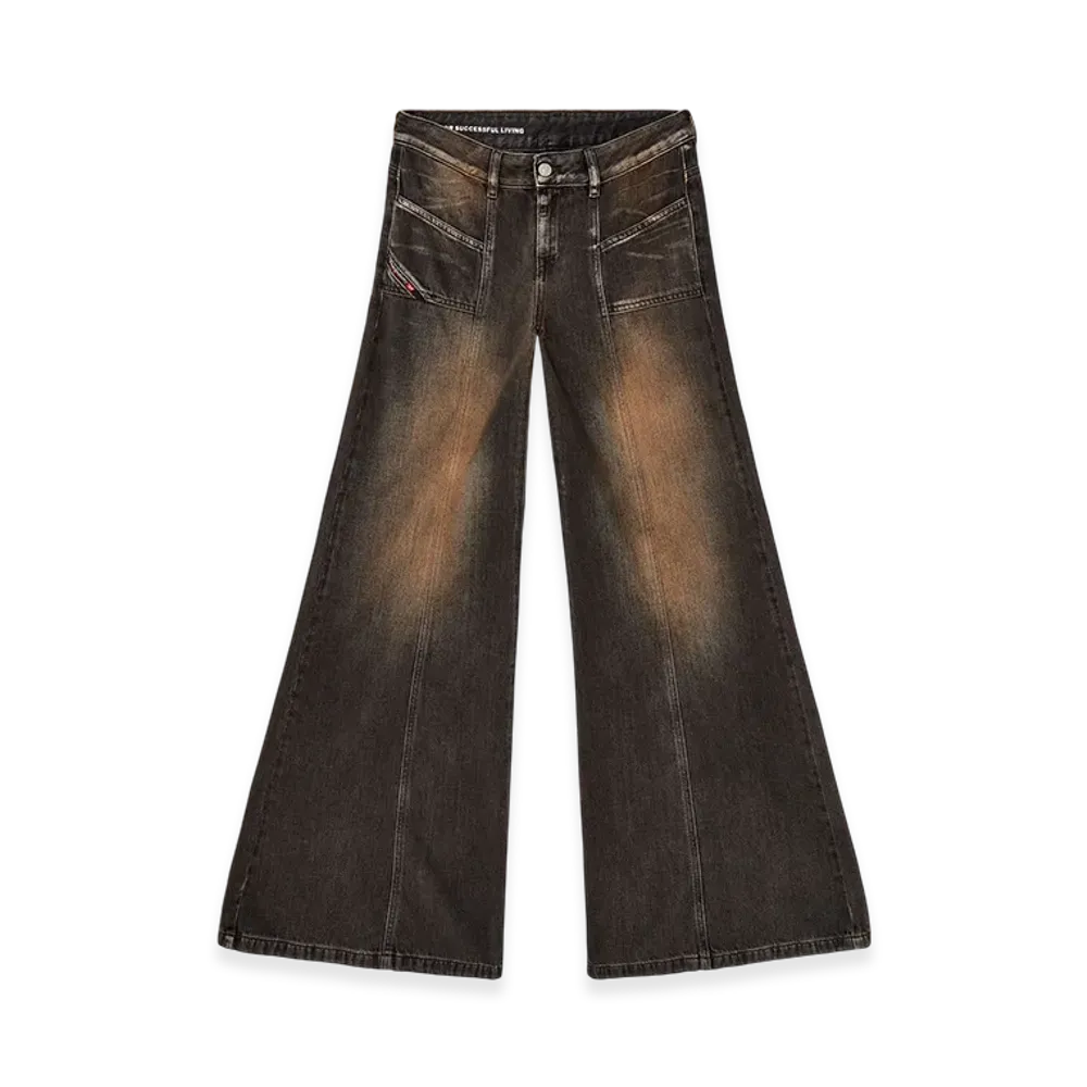 Diesel Flare Jeans D-Akii 068tx "Black/Dark Grey"