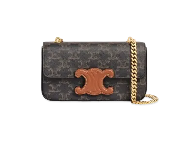 CELINE Chain Shoulder Bag Cuir Triomphe In Triomphe Canvas And Calfskin "Tan"