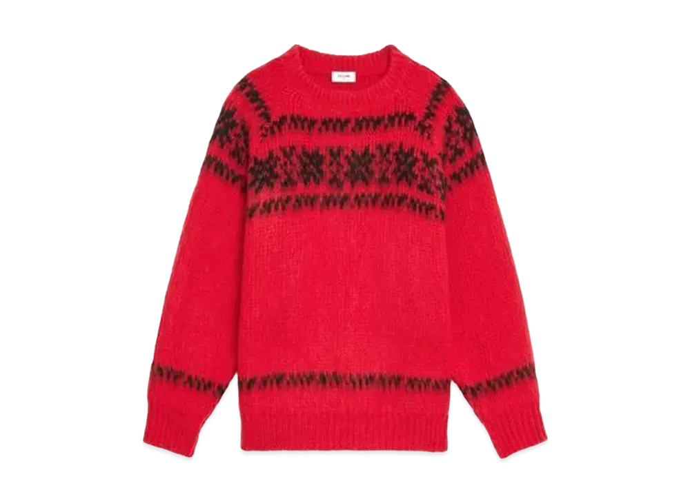 セリーヌ ボクシーセーター / ブラッシュドウール "レッド/ブラック" 2A33P120O.27NO