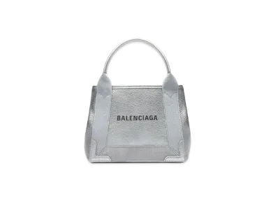 BALENCIAGA Women's Navy XS Cabas "Silver"