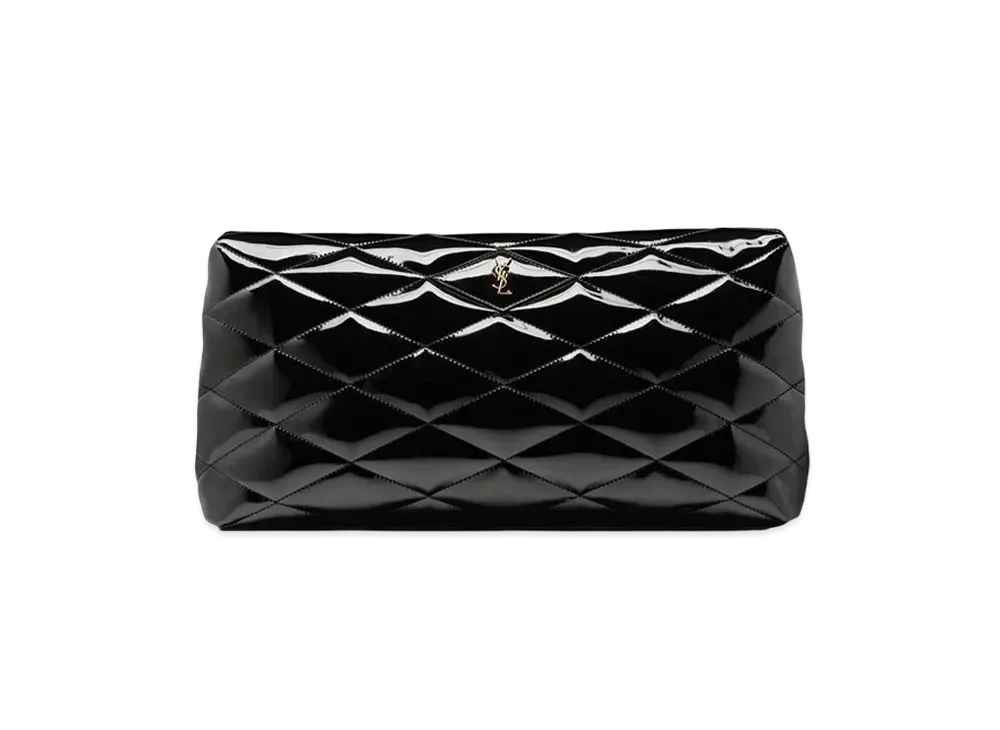 Saint Laurent Sade Large Clutch In Patent Canvas "Black"