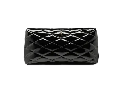 Saint Laurent Sade Large Clutch In Patent Canvas "Black"
