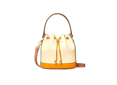 TORY BURCH T Monogram Color Block Bucket Bag "New Cream Multi"