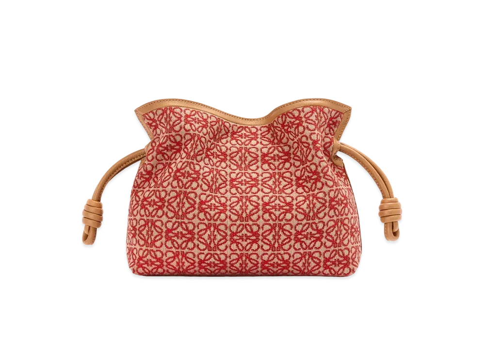 LOEWE Mini Flamenco Clutch In Anagram Jacquard And Calfskin "Red/Warm Desert"