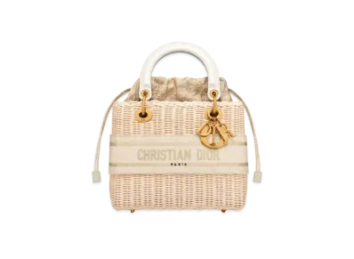 Dior Lady Dior Medium Bag Wicker & Dior Oblique Jacquard "White"