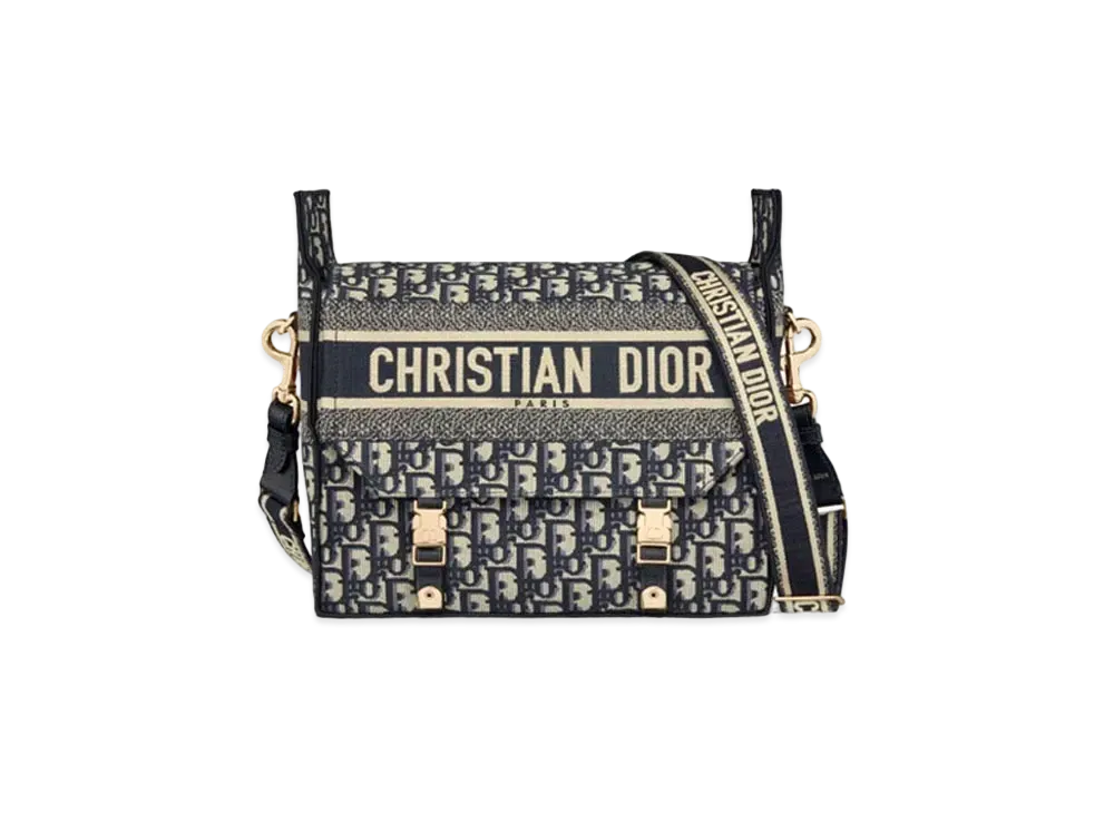 Dior Camp Medium Bags Oblique Embroidery "Blue"