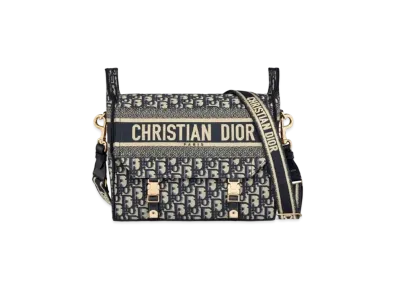 Dior Camp Medium Bags Oblique Embroidery "Blue"