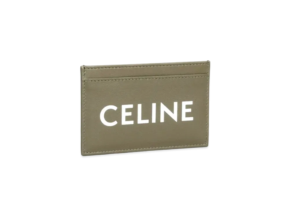 CELINE Card Holder In Smooth Calfskin With Celine Print "Dark Olive"