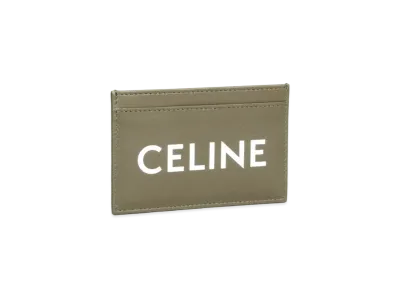 CELINE Card Holder In Smooth Calfskin With Celine Print "Dark Olive"