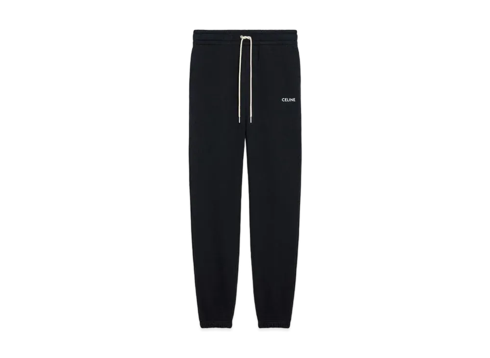 CELINE Embroidered Track Pants In Cotton Fleece "Black/White"