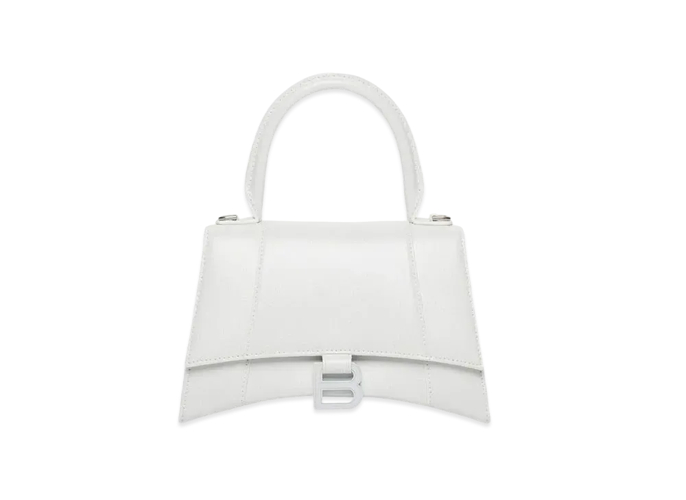 BALENCIAGA Women's Hourglass Small Top Handle Bag "White"