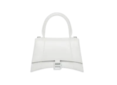 BALENCIAGA Women's Hourglass Small Top Handle Bag "White"