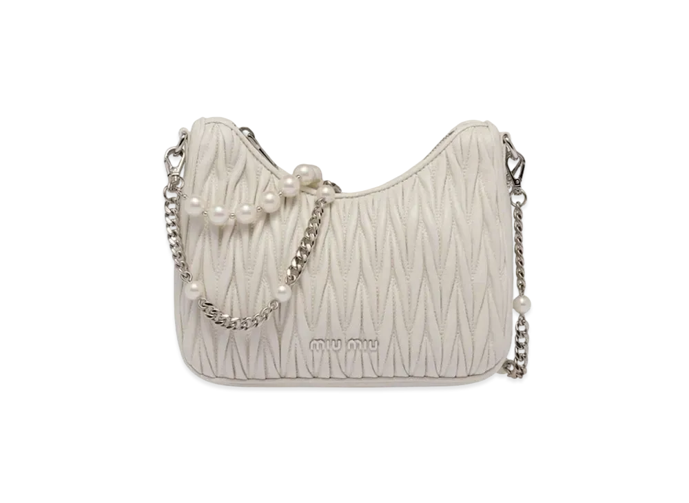 MIU MIU Materassenapa Leather Shoulder Bag "White"