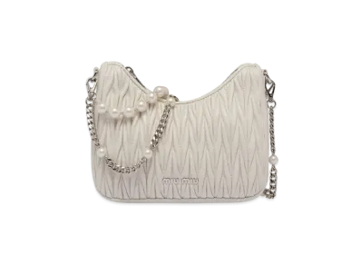 MIU MIU Materassenapa Leather Shoulder Bag "White"