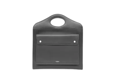 Burberry Medium Top Stitch Leather Pocket Tote "Black"