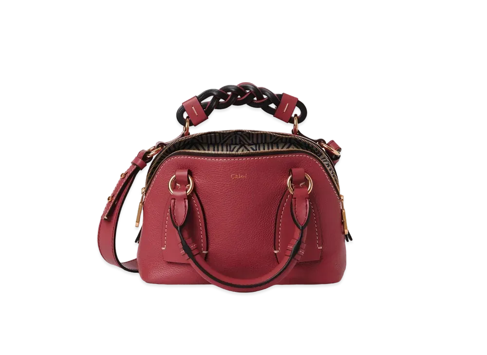 Chloe Small Daria Day Bag In Grained & Shiny Calfskin "Rose"