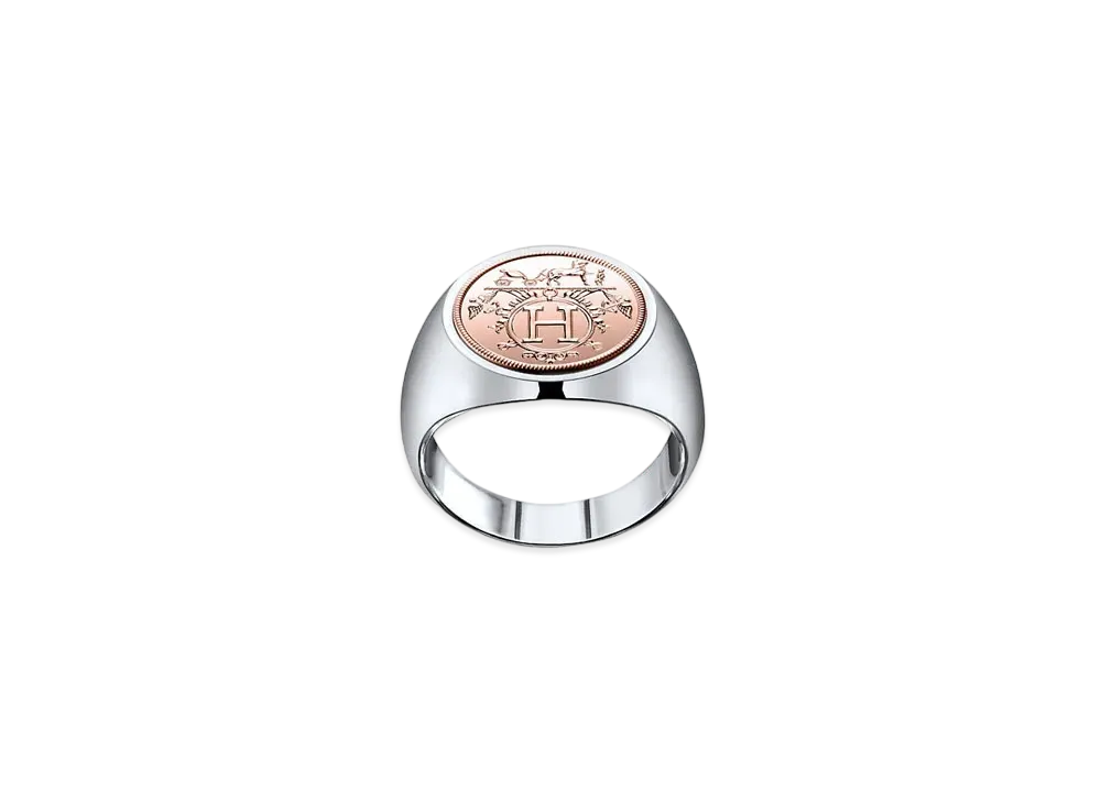 Hermes Hermes Ex-Libris Signet Ring PM "Silver/Pink Gold"