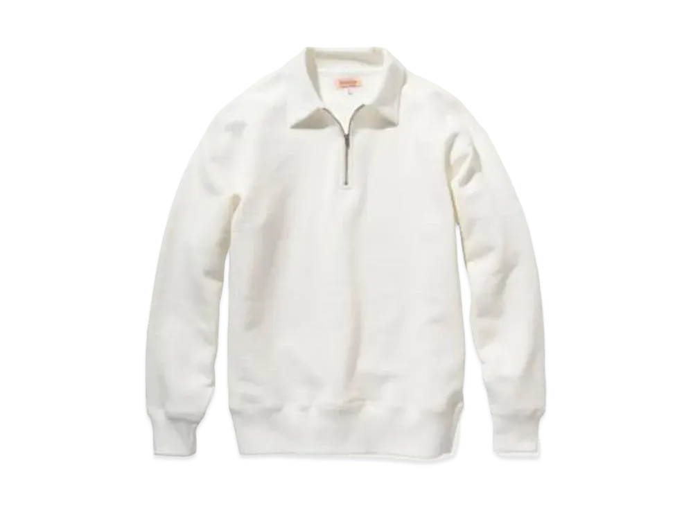 THE REAL McCOY'S 9oz. LOOPWHEEL QUARTER-ZIP SWEATSHIRT "Milk"