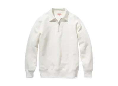 THE REAL McCOY'S 9oz. LOOPWHEEL QUARTER-ZIP SWEATSHIRT "Milk"