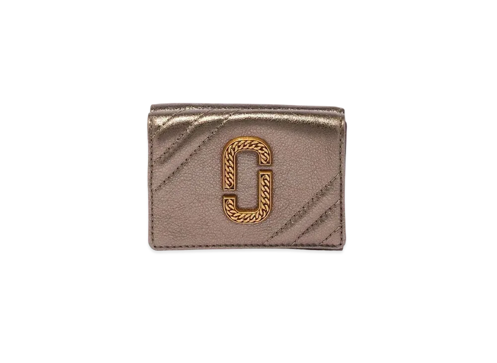 MARC JACOBS The Glam Shot Metallic Trifold Wallet "Brown"