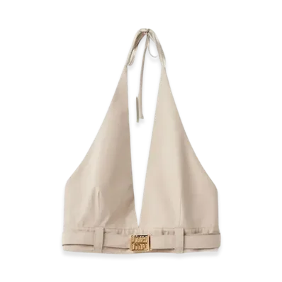 MIU MIU Women's Panama Cotton Top "Limestone"