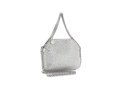 STELLA McCARTNEY Women's Crystal Mesh Falabella Mini Shoulder Bag "Silver"