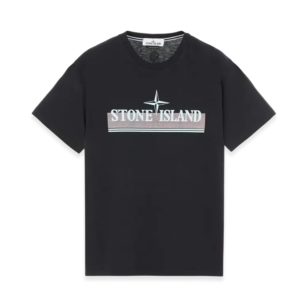 Stone Island 2NS92 30/1 Cotton Jersey Tricromia One Print Garment Dyed T-Shirt - 22SS "Black"