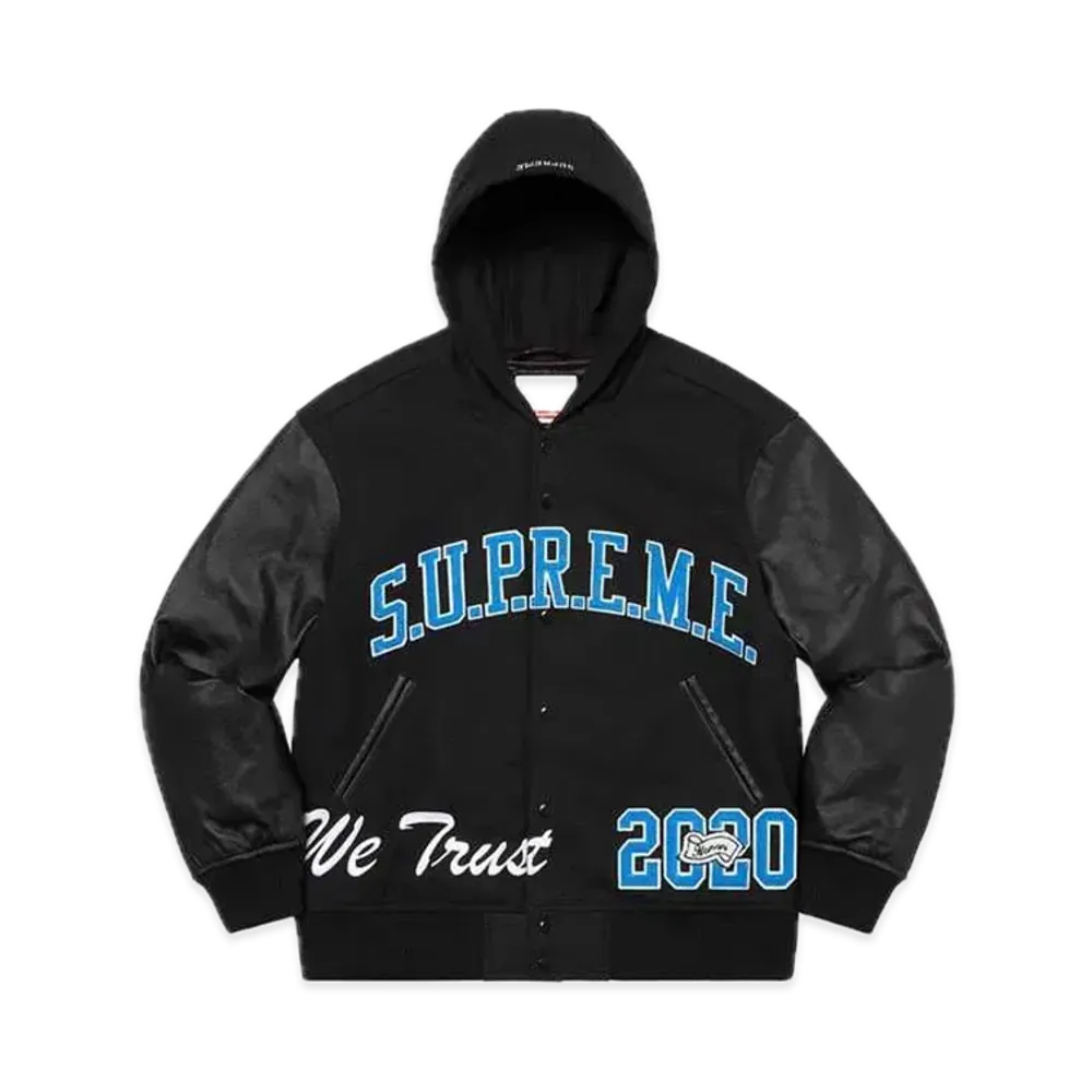 Supreme King Hooded Varsity Jacket "Black"