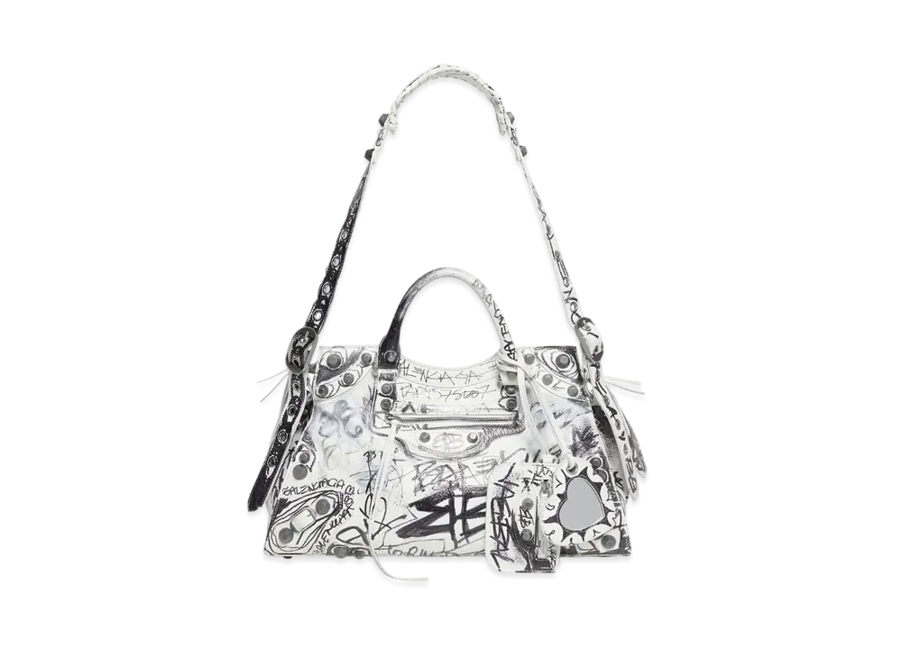 BALENCIAGA Neo Cagole City Handbag Graffiti "White"