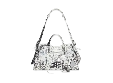 BALENCIAGA Neo Cagole City Handbag Graffiti "White"