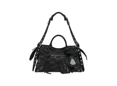 BALENCIAGA Neo Cagole City Handbag BB Monogram Denim "Black"