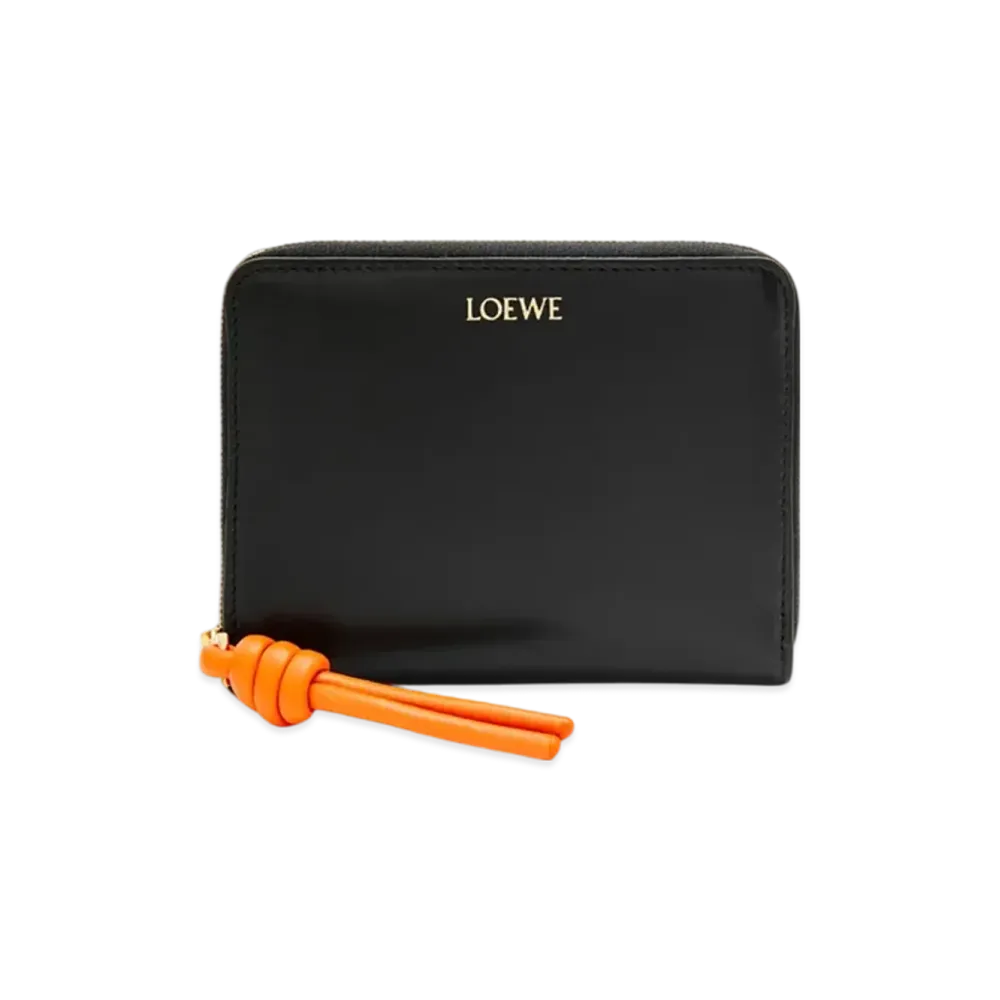 LOEWE Knot Compact Zip Around Wallet "Black/Bright Orange"