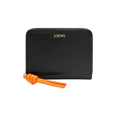 LOEWE Knot Compact Zip Around Wallet "Black/Bright Orange"