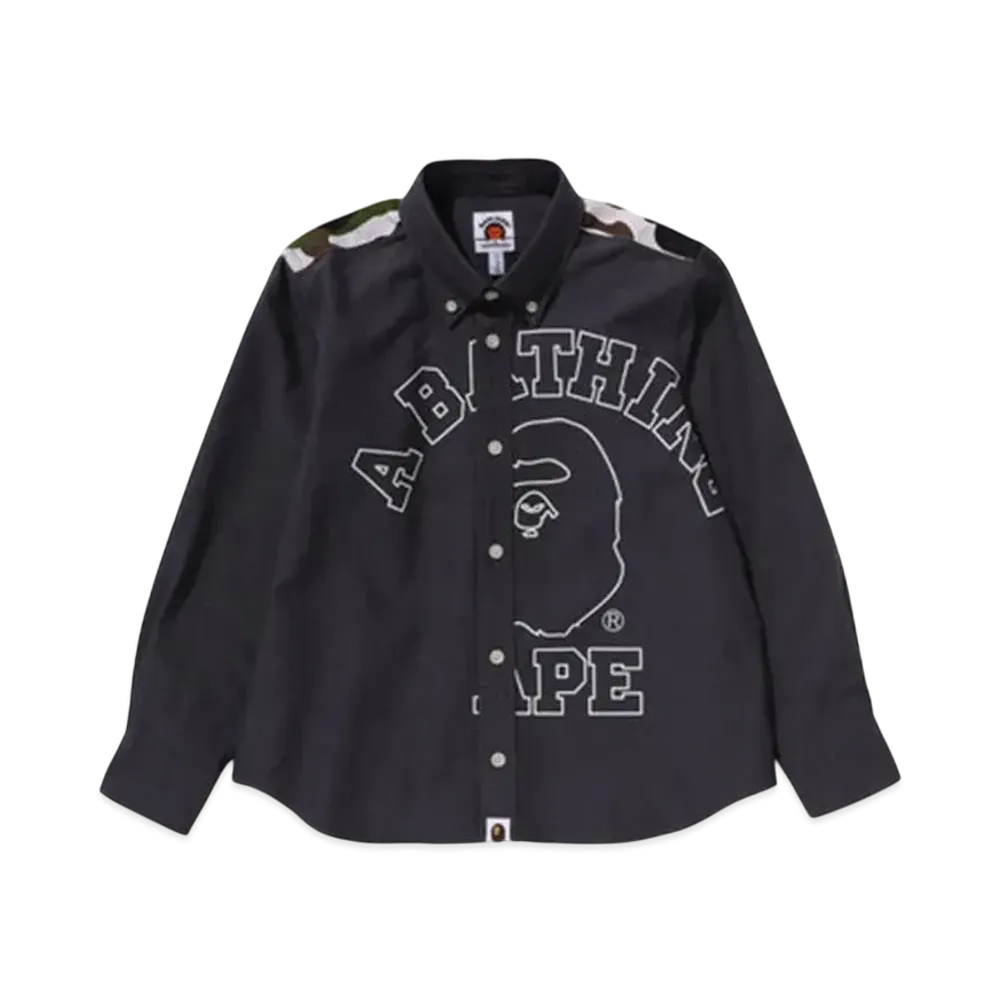 A BATHING APE 1St Camo Stripe Oxford Bd Shirt "Charcoal"